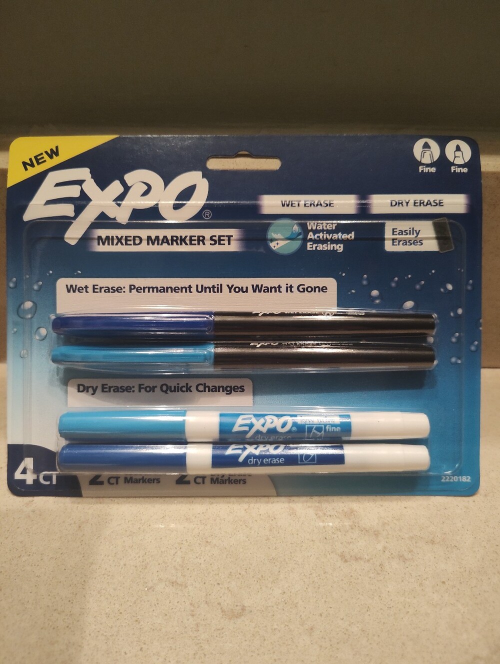 EXPO Mixed Wet & Dry Erase Marker Set - Blue -Fine Tip